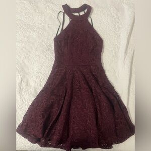 B. Smart Deep Burgundy Lace Dress